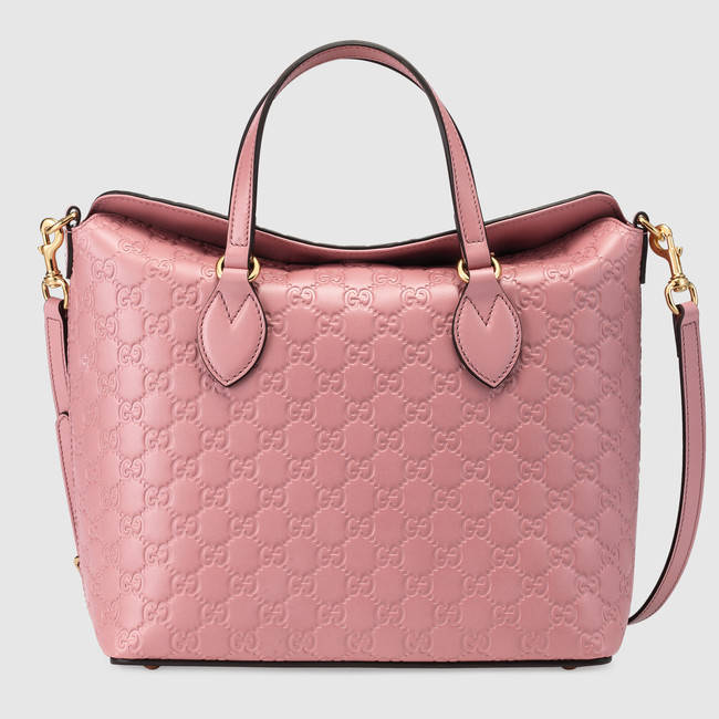 Authentic Gucci Signature Leather Handle Bag 428226 Candy Pink